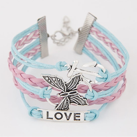 Multilayer Butterfly Anchor Love Charm Bracelet - Picture 5 of 7